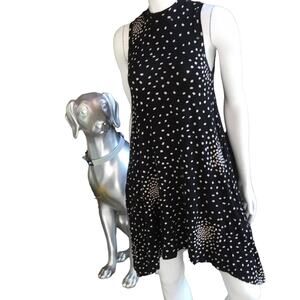Anthropologie Maeve Black Lilt Swing High Neck Rayon Dress Women's Size Small